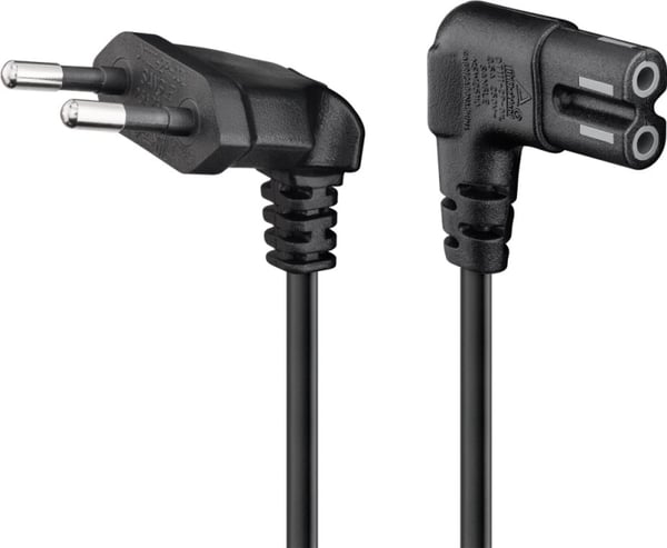 Goobay Tilkoblingskabel Euro-plugg vinklet i begge ender, 0,5 m, svart Euro-plugg (type C, CEE 7/16) > apparatkontakt C7