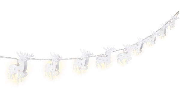 Goobay 10 LED lyskæde "Rensdyr", hvid med timerfunktion, varm-hvid (3000 K), batteridrevet