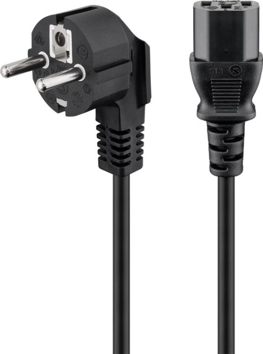 Goobay Kabel for tilkobling av vinklet kjøleaggregat, 1,8 m, svart Jordingsstift (type F, CEE 7/7) > Stikkontakt C13 (tilkobling av kjøleaggregat)