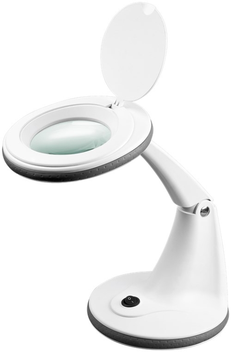 Goobay LED-luplampe med fod, 6 W, hvid 450 lm, 100 mm glaslinse, 1,75x forstørrelse, 3 dioptrier