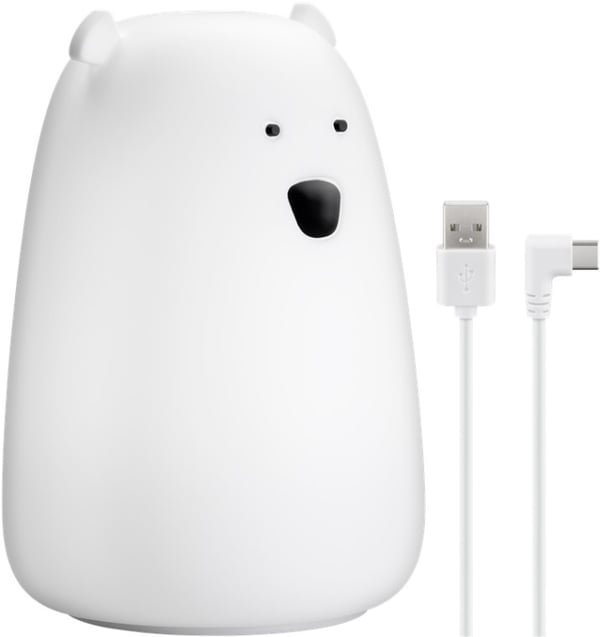 Goobay LED-nattlys "Isbjørn" varmt hvitt lys og 7 fargeskift (RGB-lys), med 3 lysmoduser, berøringssensor og Li-ion-batteri (3,7 V/1200 mAh), laget av