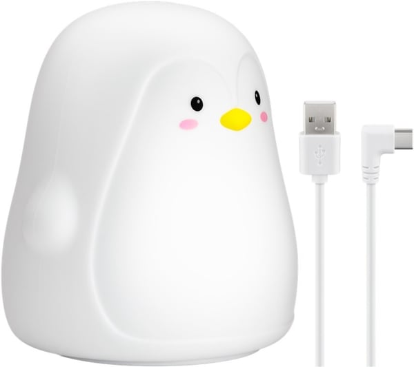 Goobay LED-nattlys "Penguin" varmt hvitt lys og 7 fargeskift (RGB-lys), med 3 lysmoduser, berøringssensor og Li-ion-batteri (3,7 V/1200 mAh), laget av Goobay LED-nattlys "Penguin" varmt hvitt lys og 7 fargeskift (RGB-lys), med 3 lysmoduser, berøringssensor og Li-ion-batteri (3,7 V/1200 mAh), laget av