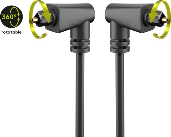 Goobay TOSLINK-kabel 2-faldigt vinklad och roterbar 90° TOSLINK-plugg > 90° TOSLINK-plugg, 1 m