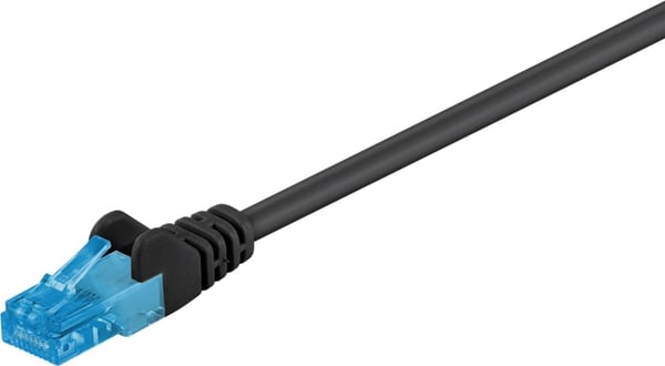 Goobay Netværkskabel CAT 6A, U/UTP, sort kobberleder (CU), halogenfri kabelkappe (LSZH), 0.5 m