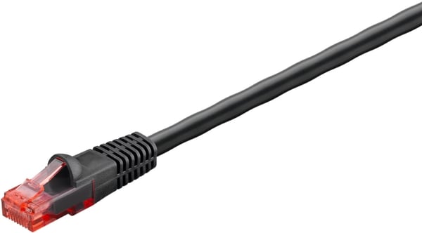 Goobay Patchkabel CAT 6 för dragning utomhus, U/UTP, svart kopparledare (CU), dubbelt yttre hölje (PE)