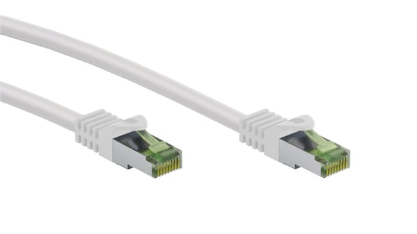 Goobay RJ45 netværkskabel med CAT 8.1 S/FTP råkabel, AWG 26, hvid kobberleder, LSZH halogenfri kabelkappe, RJ45-stik (CAT 6A), 10 m
