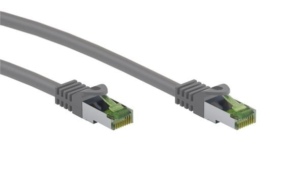Goobay GHMT-certificeret CAT 8.1 netværkskabel, S/FTP (PiMF), grå kobberleder, LSZH halogenfri kabelkappe, 0.25 m