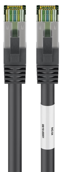 Goobay RJ45 (CAT 6A, 500 MHz) patchkabel med CAT 8.1 S/FTP rå kabel, svart 99,9 % syrefri kopparledare (OFC), AWG 24, halogenfri kabelhölje (LSZH) Goobay RJ45 (CAT 6A, 500 MHz) patchkabel med CAT 8.1 S/FTP rå kabel, svart 99,9 % syrefri kopparledare (OFC), AWG 24, halogenfri kabelhölje (LSZH)