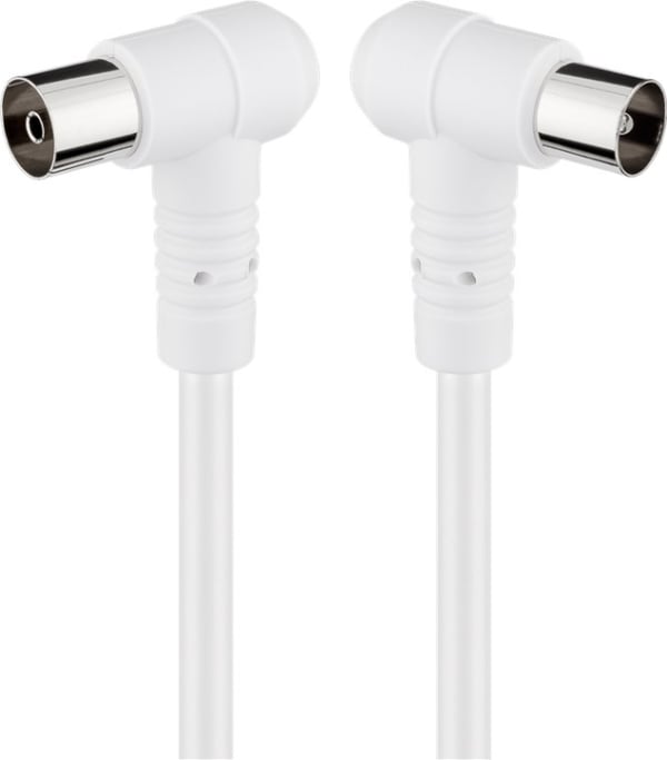 Goobay Vinklad antennkabel (80 dB), dubbelskärmad koaxial-plugg 90° > koaxial-uttag 90° (helt skärmad), 5 m