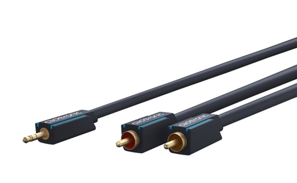 ClickTronic 3,5 mm AUX til RCA-adapterkabel, Stereo Premium-kabel | 1x 3,5 mm jackplugg 2x cinchplugg | 10,0 m | OFC innerleder
