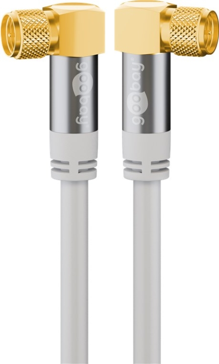 Goobay SAT-antennekabel (135 dB), 4 x skjermet gullbelagt, F-plugg 90° > F-plugg 90°, 5 m
