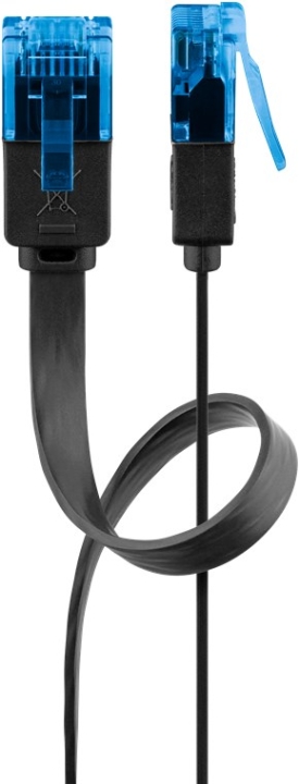 Goobay CAT 6A flat patchkabel, U/UTP, svart kobberleder (CU), 0,5 m