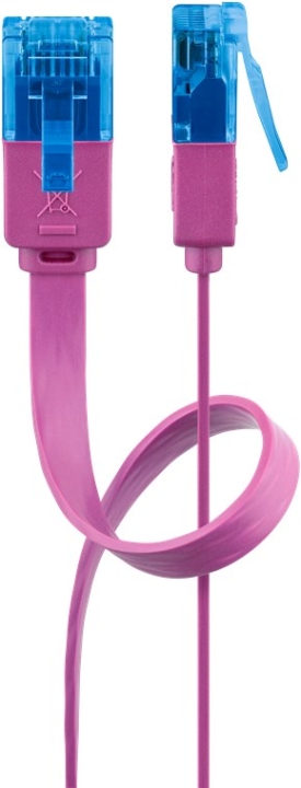 Goobay Flad netværkskabel CAT 6A, U/UTP, magenta kobberleder (CU), 2 m