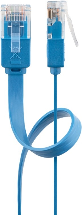 Goobay CAT 6 flat patchkabel, U/UTP, blå kobberleder (CU), 1,5 m