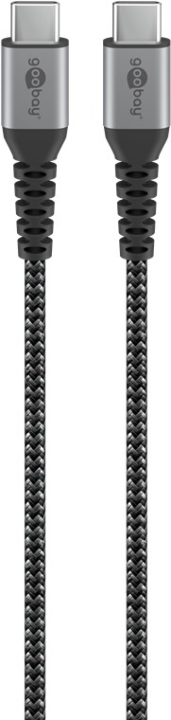 Goobay USB-C™ til USB-C™ tekstilkabel med metallkontakter 2 m elegant og ekstra robust tilkoblingskabel for enheter med USB-C™-port