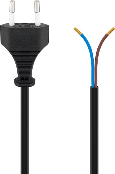 Goobay Kabel med euro-kontakt för montering, 1,5 m, svart Euro-kontakt (typ C, CEE 7/16) > lösa kabeländar