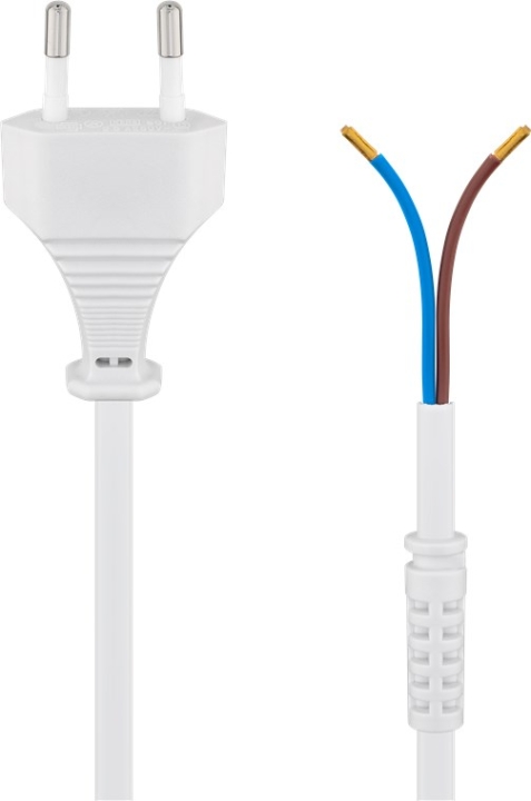 Goobay Kabel med euro-kontakt för montering, 1,5 m, vit Euro-kontakt (typ C, CEE 7/16) > lösa kabeländar