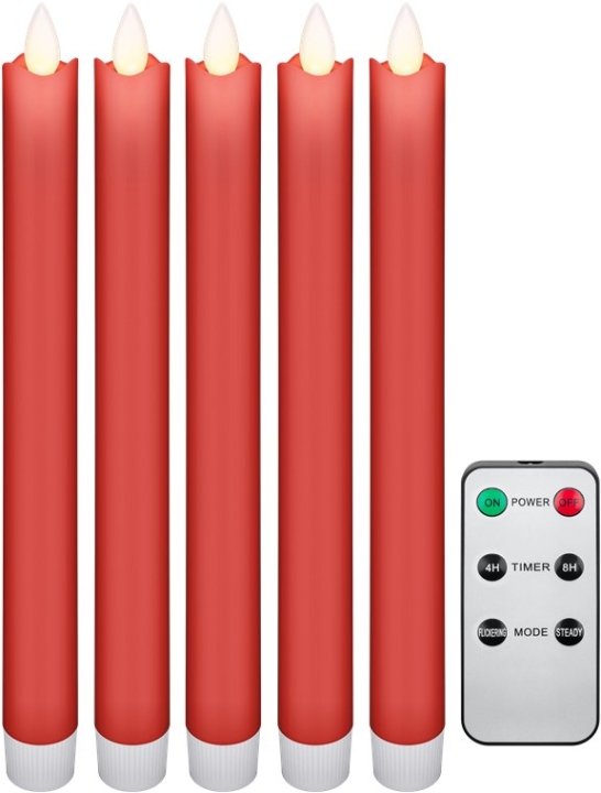 Goobay Sett med 5 røde LED-lamper i ekte voks, inkl. fjernkontroll Vakker og trygg belysningsløsning for mange områder, for eksempel hus og loggiaer,