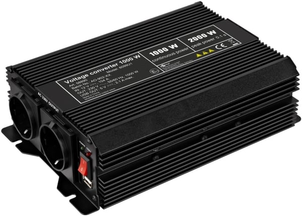 Goobay Spenningsomformer DC/AC (12 V - 230 V/1000 W) konverterer 12 V DC til 230 V AC