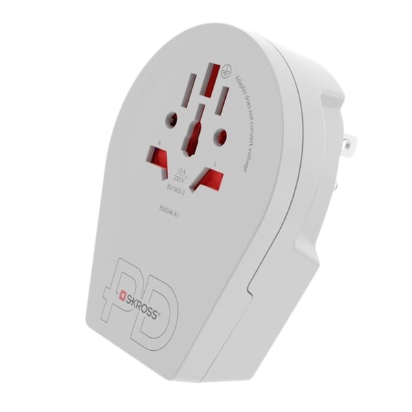 SKROSS World Adapter - World to USA USB-C™ PD för alla jordade och ojordade enheter (2- och 3-poliga), med integrerad, ultrasnabb USB-C™-laddare (Powe SKROSS World Adapter - World to USA USB-C™ PD för alla jordade och ojordade enheter (2- och 3-poliga), med integrerad, ultrasnabb USB-C™-laddare (Powe