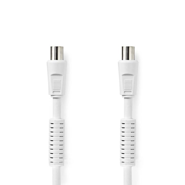 Nedis Coax Cable | IEC (Coax) Han | IEC (Coax) Hun | Nikkelplateret | 120 dB | 75 Ohm | Quad Skærmet | 2.00 m | Runde | PVC | Hvid | Label