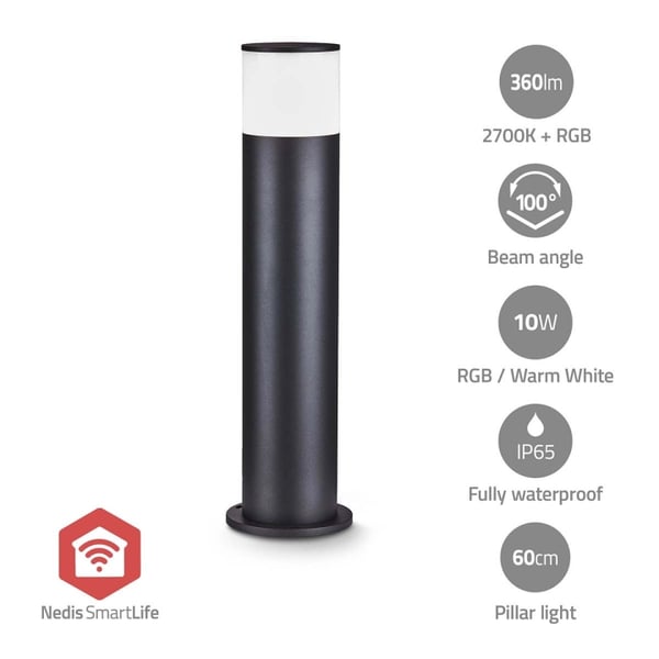 Nedis Smartlife udendørs lys | 360 lm | Zigbee 3.0 | 10 + 4 W | RGB / Varm Hvid | 2700 K | Aluminium | Android™ / IOS