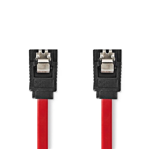 Nedis SATA kabel | 3 Gbps | SATA 7-Pin Hun | SATA 7-Pin Hun | Nikkel belagt | 0.50 m | Flatt | PVC | Rød | Boks