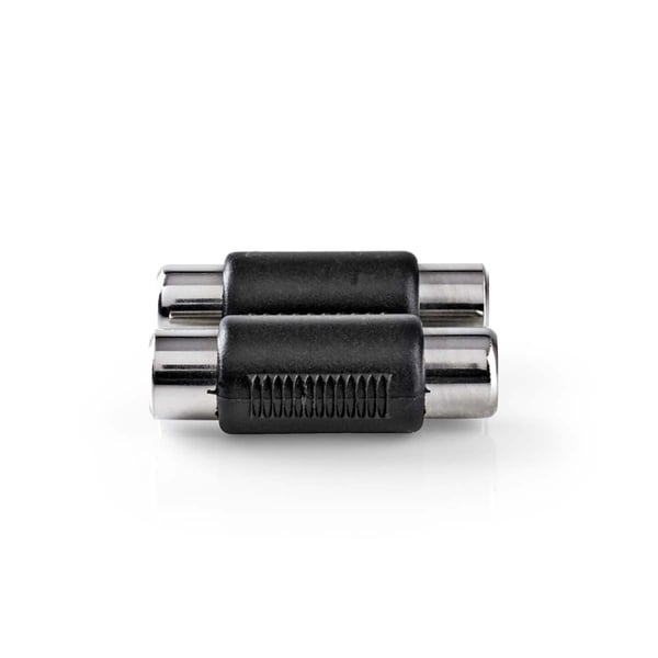 Nedis Stereo Audio Adapter | 2x RCA Hun | 2x RCA Hun | Nikkelplateret | Lige | ABS | Sort | 1 stk. | Box