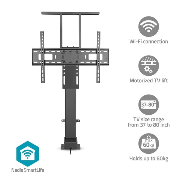 Nedis Motorisert TV-heis | 37 - 80 " | Maximum skjerm vekt: 60 kg | Innebygd skapdesign | Heis rekkevidde: 79 - 184 cm | Fjernstyrtkontrolert | ABS /