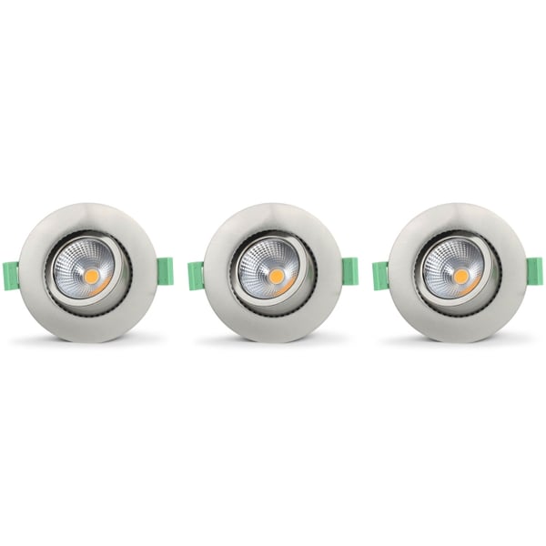 Llitt Lisa dimbar innfelt downlight 3000K 600lm IP65 3-pak børstet stål Llitt Lisa dimbar innfelt downlight 3000K 600lm IP65 3-pak børstet stål