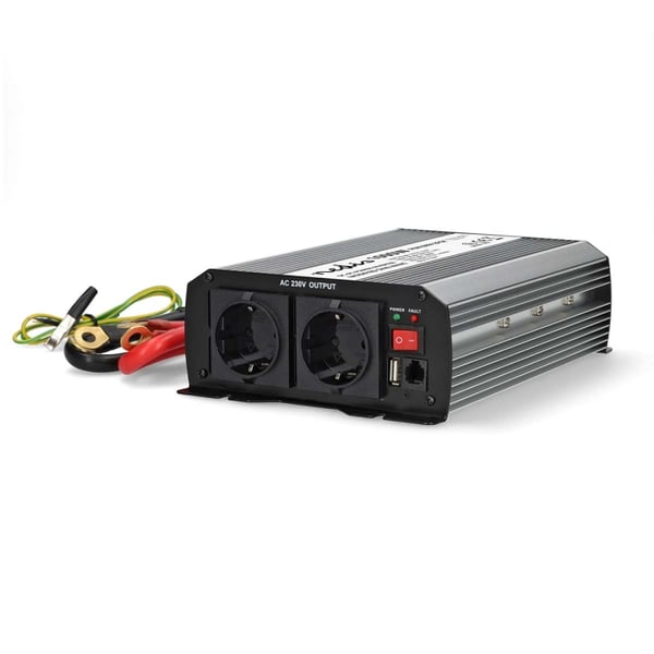 Nedis Power Inverter Modifisert sinusbølge | Inngangsspenning: 12 V DC | Enhetens strømuttak: Type F (CEE 7/3) / USB-A | 230 V AC 50 Hz | 1000 W | Top