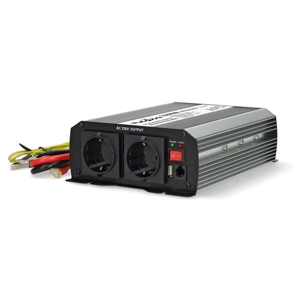 Nedis Power Inverter Modifisert sinusbølge | Inngangsspenning: 24 V DC | Enhetens strømuttak: Type F (CEE 7/3) / USB-A | 230 V AC 50 Hz | 1000 W | Top