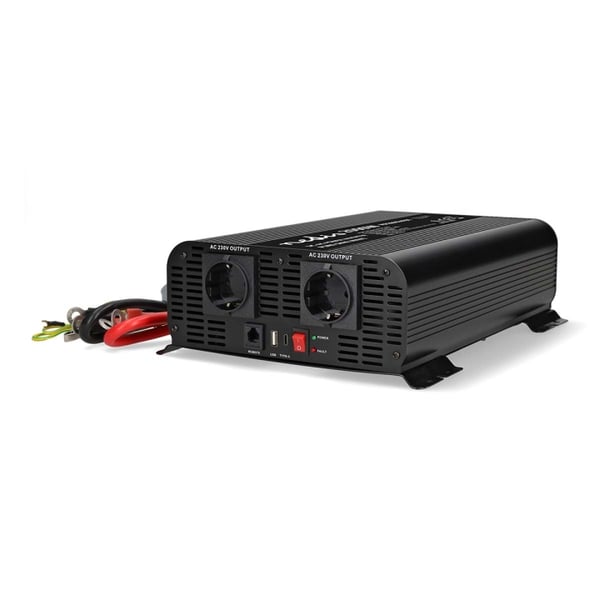 Nedis Power Inverter Pure Sine Wave | Inngangsspenning: 24 V DC | Enhetens strømuttak: Type F (CEE 7/3) / USB-A / 1x USB-C™ | 230 V AC 50 Hz | 2000 W