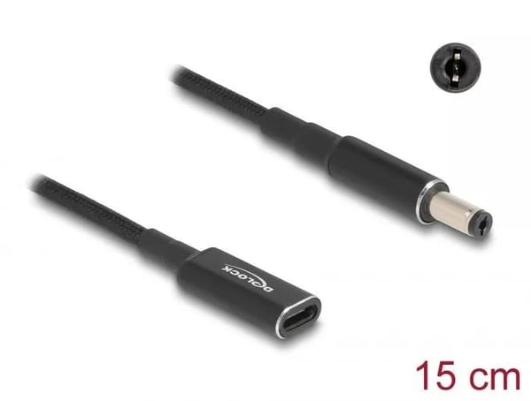 DeLOCK Ladekabel for bærbar PC USB Type-C til 5,5 x 2,1 mm 15 cm