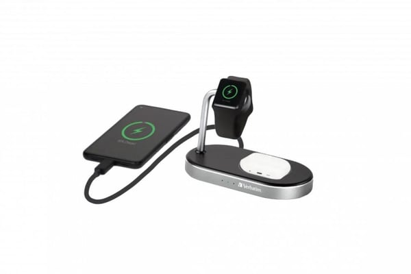 Verbatim WCS-02 Alu 3-in-1 Qi MFi Wireless QC 3.0 Charger