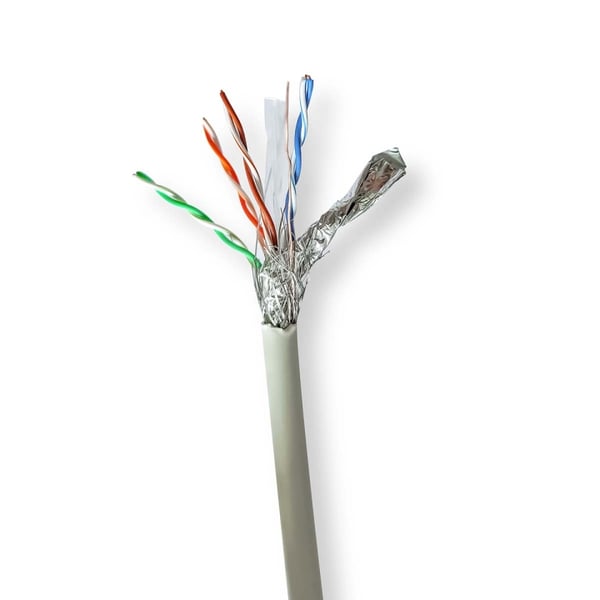 Nedis CAT6 nettverkskabelrull | Stranded | S/FTP | Bare kobber | 305 m | Innendørs | Rund | LSZH | Grå | Trekkboks