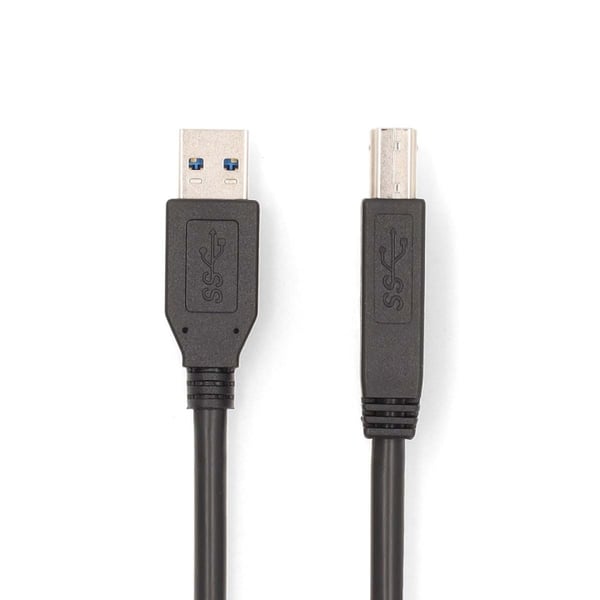 Nedis USB-kabel | USB 3.2 Gen 1 | USB-A Han | USB-B Han | 5 Gbps | Nikkel belagt | 2.00 m | Rund | PVC | Sort | Boks