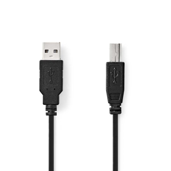 Nedis USB-kabel | USB 2.0 | USB-A Han | USB-B han | 10 W | 480 Mbps | Nikkelplateret | 1.00 m | Runde | PVC | Sort | Label