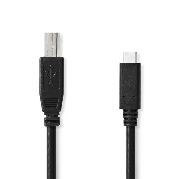 Nedis USB-kabel | USB 2.0 | USB-C™ Hann | USB-B Han | 480 Mbps | Nikkel belagt | 1.00 m | Rund | PVC | Sort | Label
