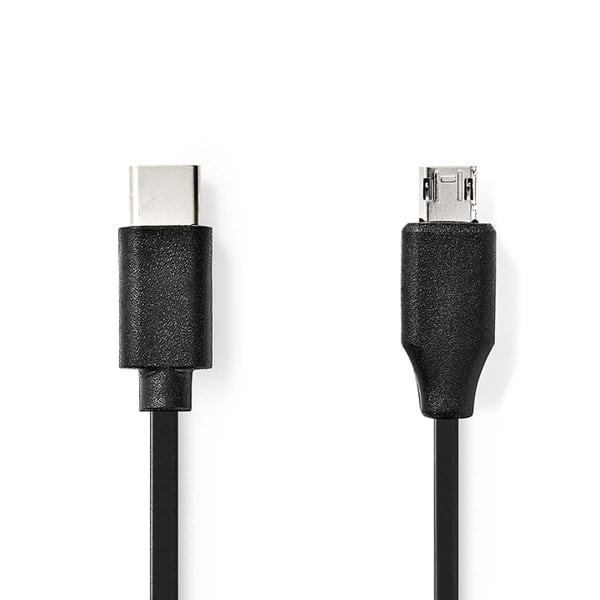 Nedis USB-kabel | USB 2.0 | USB-C™ Han | USB Micro-B han | 18 W | 480 Mbps | Nikkelplateret | 1.00 m | Runde | PVC | Sort | Label