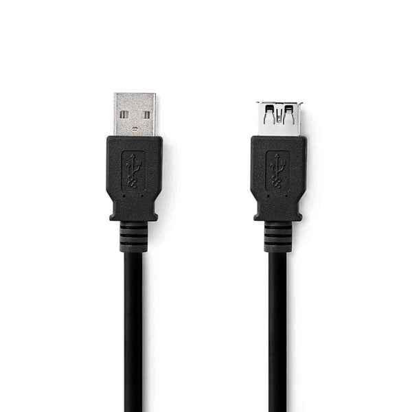 Nedis USB-kabel | USB 3.2 Gen 1 | USB-A Han | USB-A Hun | 18 W | 5 Gbps | Nikkelplateret | 1.00 m | Runde | PVC | Sort | Label