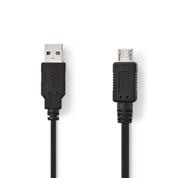 Nedis USB-kabel | USB 2.0 | USB-A Han | USB Micro-A | 480 Mbps | Nikkel belagt | 2.00 m | Rund | PVC | Sort | Plastpose