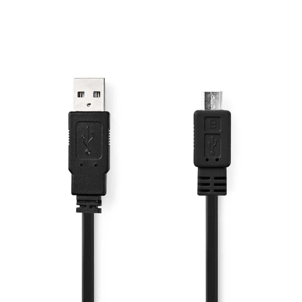 Nedis USB-kabel | USB 2.0 | USB-A Han | USB Micro-B Han | 480 Mbps | Nikkel belagt | 1.00 m | Flatt | PVC | Sort | Konvolutt