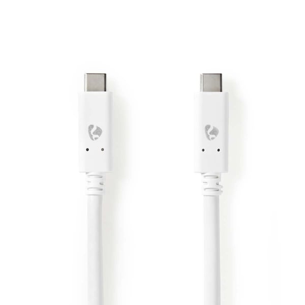 Nedis USB-kabel | USB 3.2 Gen 2 | USB-C™ Hane | USB-C™ Hane | 100 W | 4K@60Hz | 10 Gbps | Nickelplaterad | 1.00 m | Rund | PVC | Vit | Låda