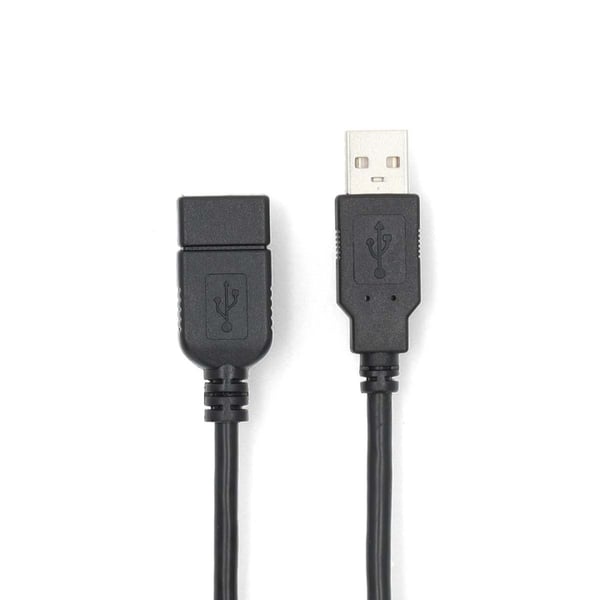 Nedis USB-kabel | USB 2.0 | USB-A Han | USB-A Hun | 18 W | 480 Mbps | Nikkel belagt | 3.00 m | Rund | PVC | Sort | Label