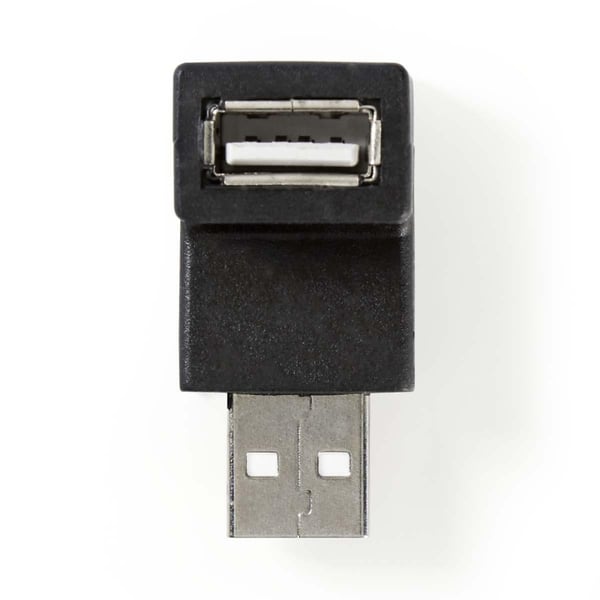 Nedis USB-A Adapter | USB 2.0 | USB-A Han | USB-A Hun | 480 Mbps | Runde | Nikkelplateret | PVC | Sort | Box