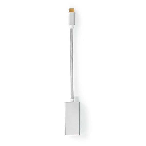 Nedis USB-C™ Adapter | USB 3.2 Gen 1 | USB-C™ Hane | DisplayPort Hona | 0.20 m | Rund | Guldplaterad | Flätad / Nylon | Silver | Kartong med täckt fön