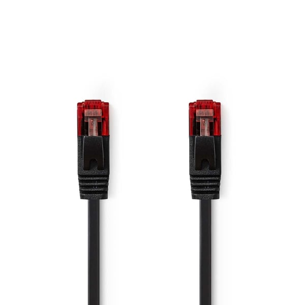 Nedis Kat 6 kabel | RJ45 Han | RJ45 Han | U/UTP | 2.00 m | Snagless | Fladt | PVC | Sort | Label