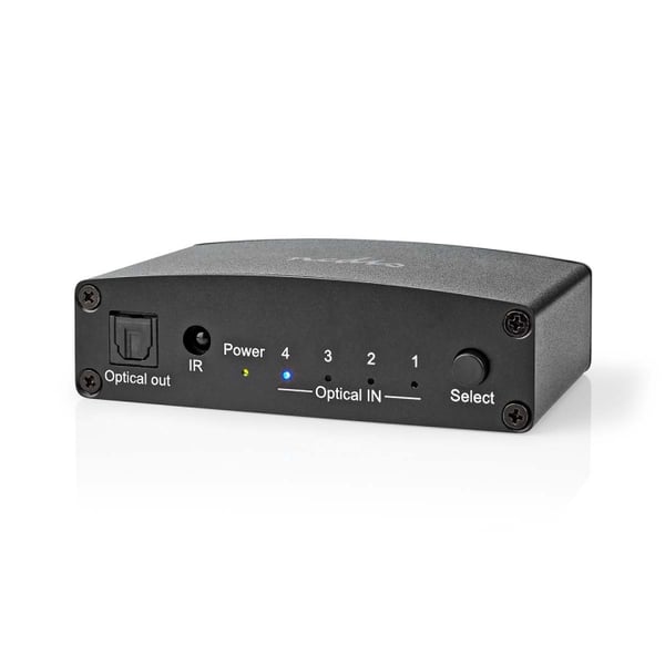 Nedis Digital Audio Switch | 4-veis | Inngang for lyd-/video-/datatilkoblinger: DC Power / 4x TosLink | Utgang for lyd-/video-/datatilkoblinger: TosLi