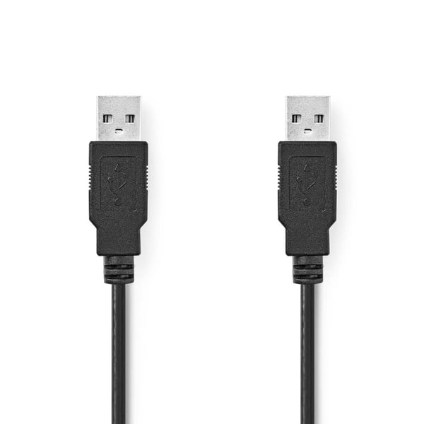 Nedis USB-kabel | USB 2.0 | USB-A Han | USB-A Han | 18 W | 480 Mbps | Nikkel belagt | 1.00 m | Rund | PVC | Sort | Label